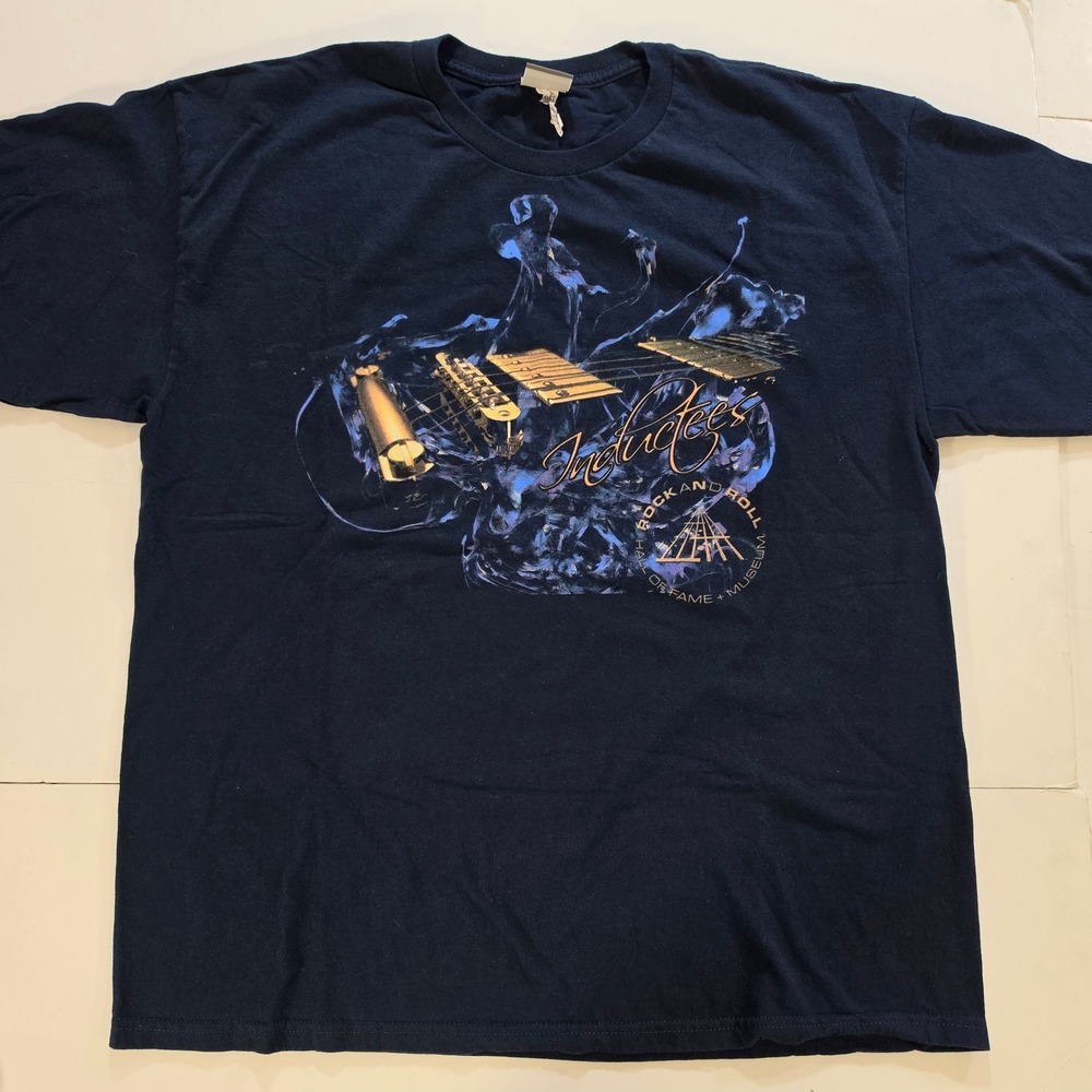 Rock and Roll Hall of Fame Inductees T-Shirt Navy Blue 1986-2014 Large ALSTYLE